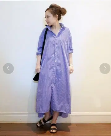 두지엠 클라세 별주 아메리카나 스트라이프 셔츠 원피스