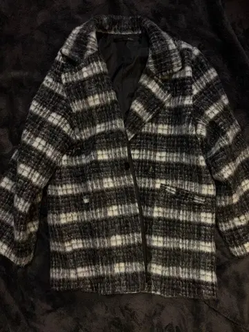 홀터 블랙 화이트 체크 무늬 자켓