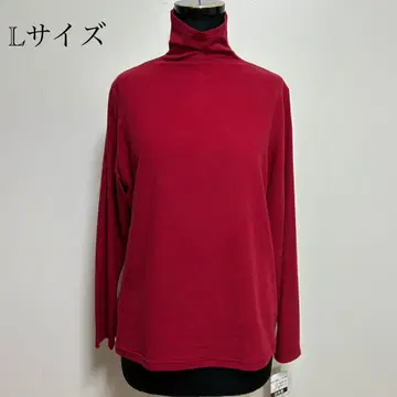 일본제 새상품 따뜻한 소재 미프 스웨이드 보틀넥 아카 L 사이즈