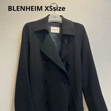 BLENHEIM 블랙 더블 브레스트 피 코트 울 혼방