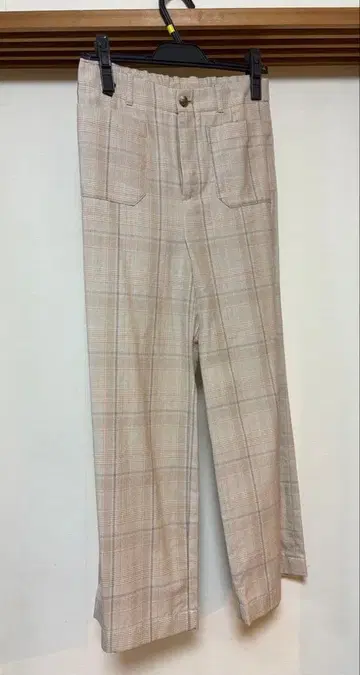 체크 무늬 코튼 실크 팬츠 36