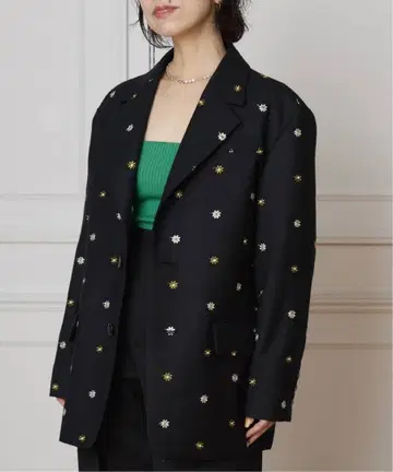 IENA LA BOUCLE 플라워 자수 울 2B 자켓