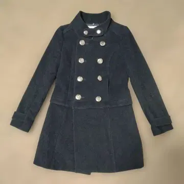 블랙 더블 브레스트 피 코트