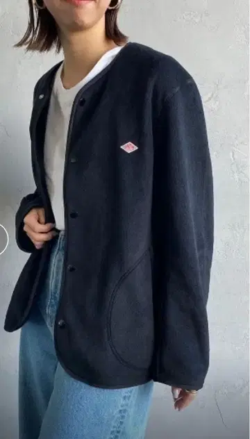 단톤 노카라 플리스 자켓 다크 네이비 36 미사용 새상품!!