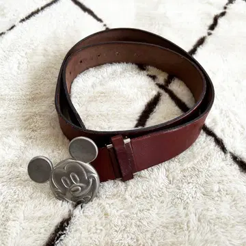90s vintage DISNEY 미키 가죽 벨트 금속 버클