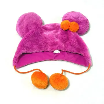 도쿄 디즈니랜드 미키 미니 팬캡 귀 달린 보라색 폼폼