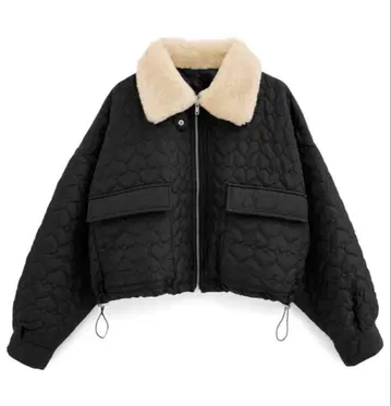 옷깃 2Way 퍼 칼라 하트 퀼트 블루종[fo2040]