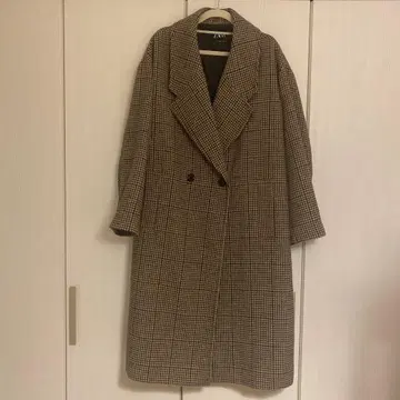 ZARA 체크 무늬 더블 브레스트 코트