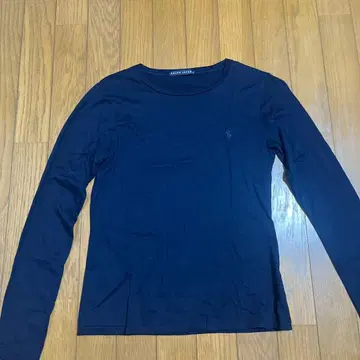 랄프 로렌 티셔츠 여성용 L 네이비 긴팔 원 포인트