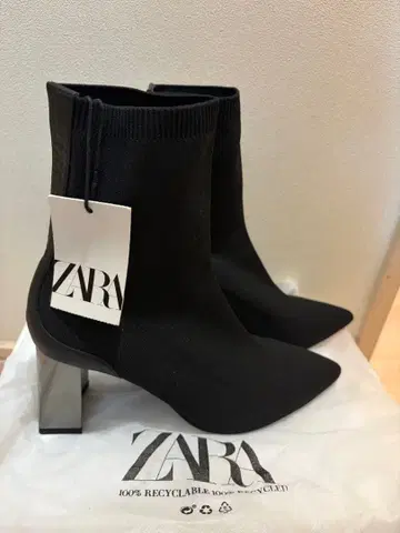 자라 메탈릭 힐 삭스 숏부츠 38 (24.5~)