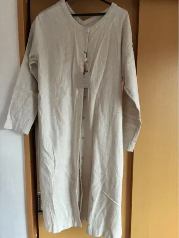 린넨 베이지 셔츠 원피스 롱 기장 스튜디오 클립