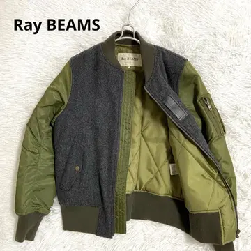 Ray BEAMS MA-1 자켓 소가죽 도킹 밀리터리 O