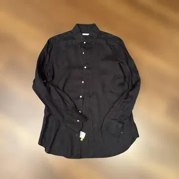 ARCODIO 린넨 100% 블랙 버튼 긴팔 셔츠