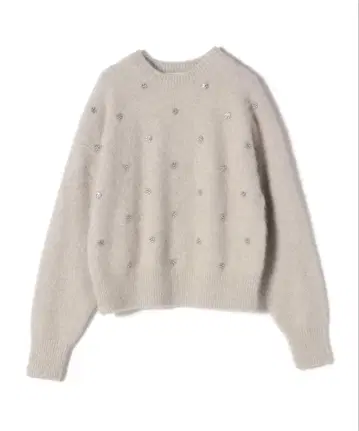 [ 새상품급 ] SHIPS 비즈 장식 라이트 그레이 스웨터