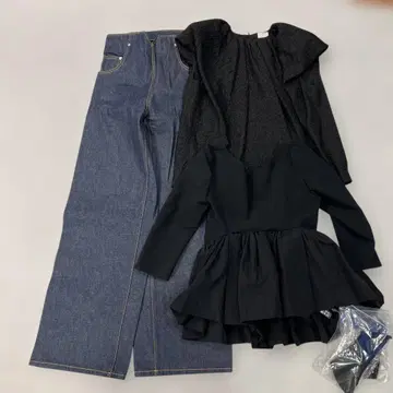 cygne 하이웨스트 데님 뉴앙스 상의 백 컨셔스 페플럼