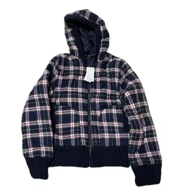 블루종 자켓 체크 무늬 M 사이즈