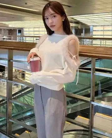 새상품 에코 퍼 슬리브 니트 풀오버 SNIDEL