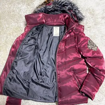 Midas 퍼 다운 자켓 레오파드 와펜 시크 스타일 y2k 크롭 기장