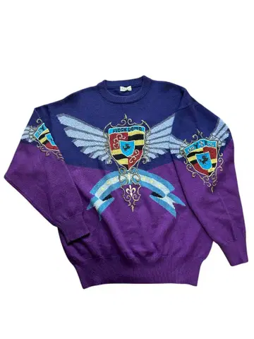 FICCE 90s 빈티지 자수 니트 스웨터 구제 의류 K0442