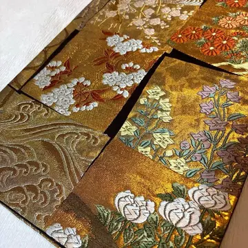 골드 컬러 사계절 후쿠로 오비 기모노 오비