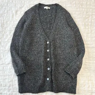 빅 사이즈 44 자유구 모헤어 혼방 스파콜 장식 니트 가디건 그레이
