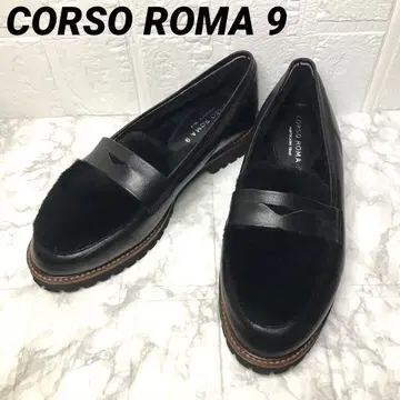 새상품급 CORSO ROMA 9 로퍼 퍼 가죽 36 블랙