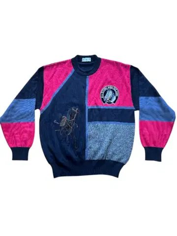 말 자수 니트 스웨터 M 구제 의류 빈티지 K0495