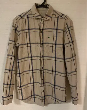 라코스테 체크 무늬 긴팔 셔츠 베이지 리버서블