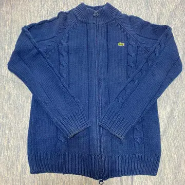 라코스테 풀 집업 후드티 리브 니트