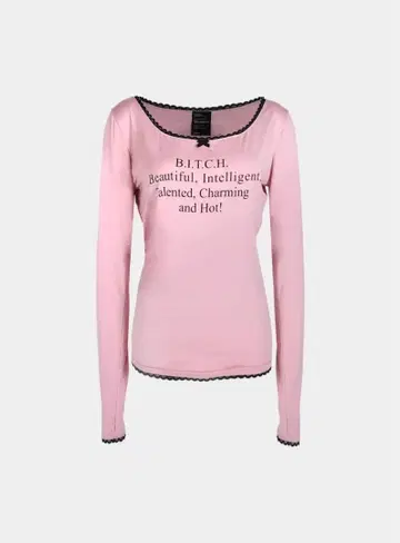 Badblood 프린트 긴팔 T셔츠 핑크