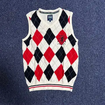 ADMIRAL 어드미럴 울 혼방 V넥 니트 베스트 아가일 무늬 골프