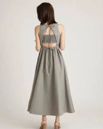 snidel 백 오픈 플레어 원피스 체크