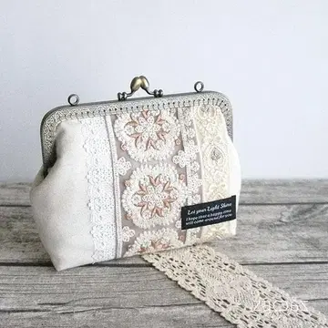 가마구치 멀티 파우치*인도 자수 리본*snow-B