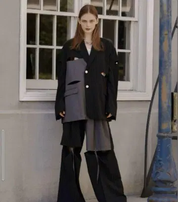 [ 완판템 ] seyto 블로킹 컷 아웃 세미 더블 테일러드 자켓