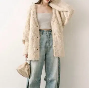 mystic 울 혼방 샤기 가디건 베이지