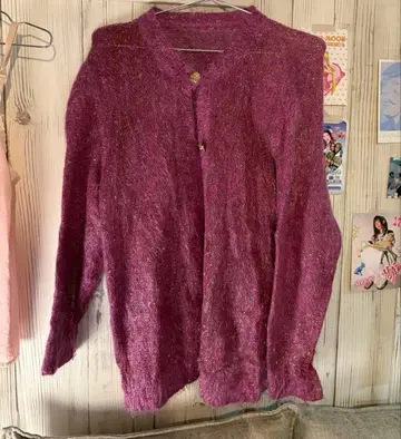 [ 구제 의류 ] 니트 가디건 라메 퍼플 y2k 레트로