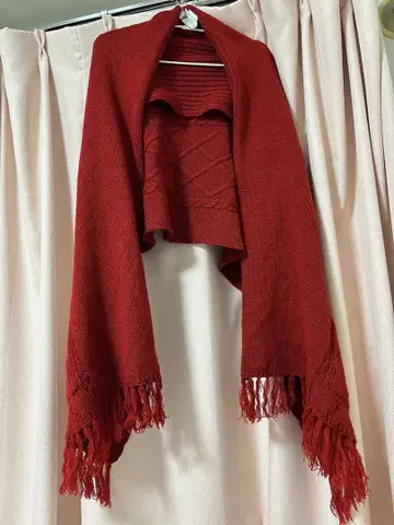 [ 새상품급 ] 케이프 빨간색 가디건 따뜻한 여성용 코트 오샤레