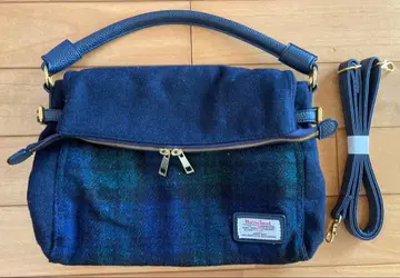 해리스 트위드 네이비 숄더백