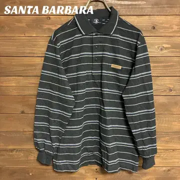 [ SANTA BARBARA ] 긴팔 피케 셔츠 그레이 보더 L