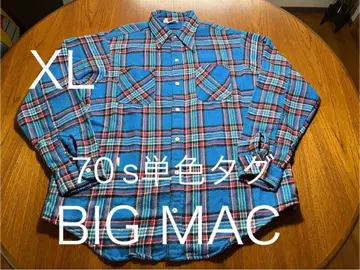 70s BIG MAC XL 뱀 무늬 플란넬 셔츠 빈티지 구제 의류