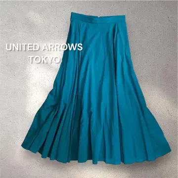 UNITED ARROWS 플레어 롱 스커트 에메랄드 그린 S 사이즈
