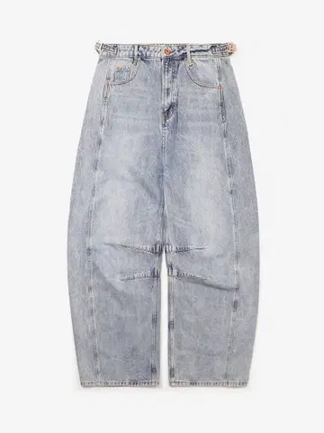 라이트 블루 데님 와이드 레그 팬츠