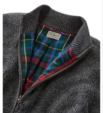 새상품급 L.L.Bean 클래식 러그 울 풀 집업 스웨터 체크 안감 L
