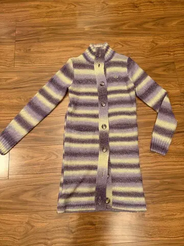 새상품급 라코 니트 롱 가디건 하이넥 보더 38 ML 정도