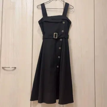 벨트 A라인 원피스 블랙