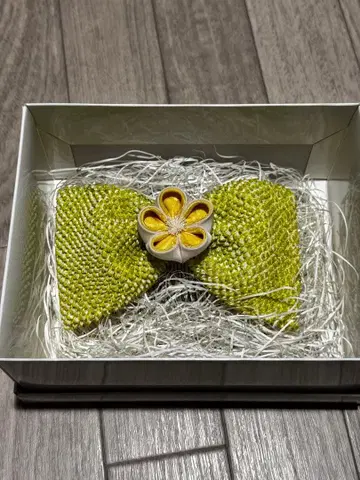 오하리바코 리본형 머리 장식 옐로우 그린 헤어콤 포함