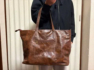브라운 가죽 토트백