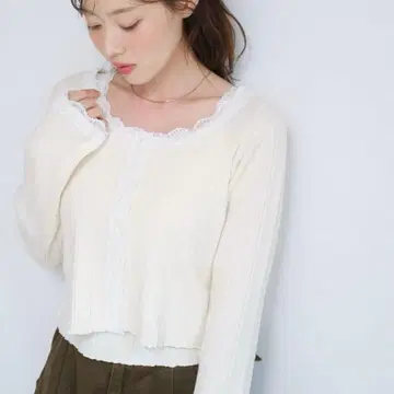 Kastane 카스타네 레이스 리브 니트 앙상블 가디건 상의