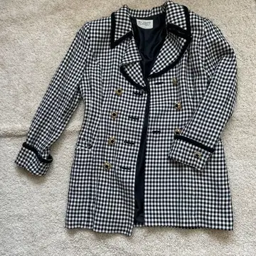 체크 무늬 더블 브레스트 테일러드 자켓