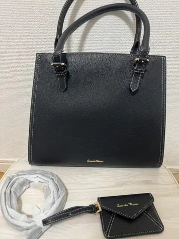 블랙 가죽 핸드백